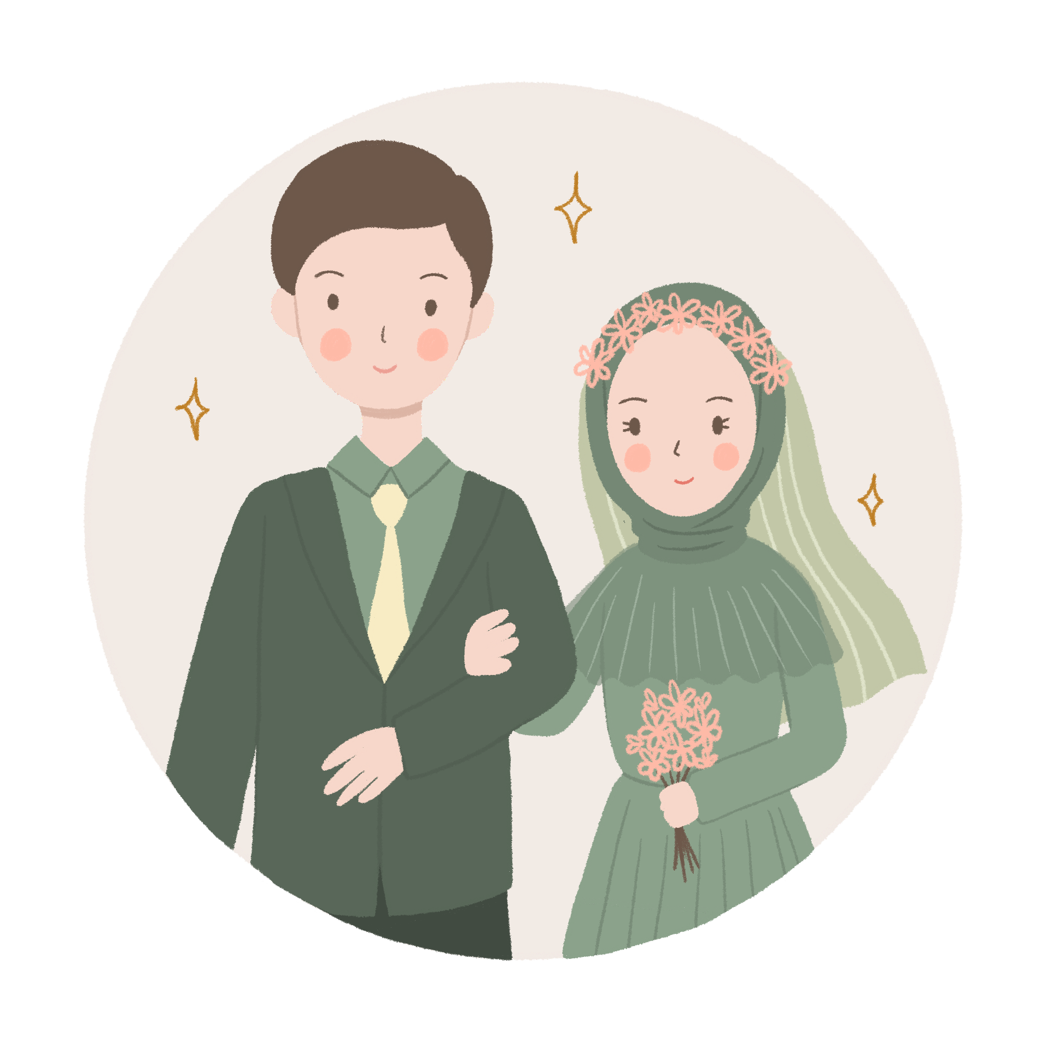 —Pngtree—cute wedding couple in green_5504277